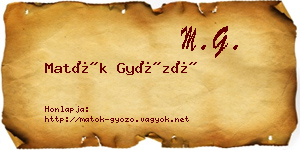 Matók Győző névjegykártya